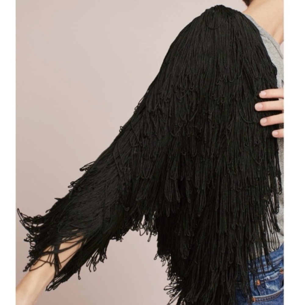 Anthropologie Black Fringe Jacket - Picture 3 of 6
